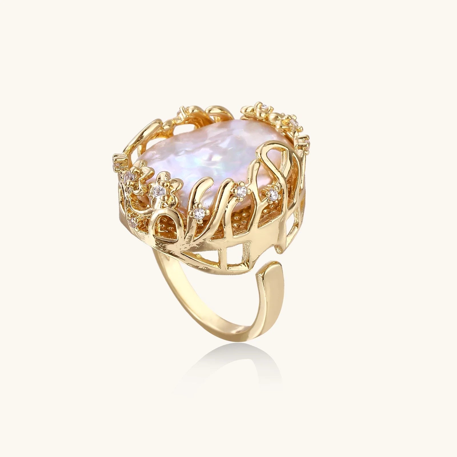 Baroque Pearl Crown Ring